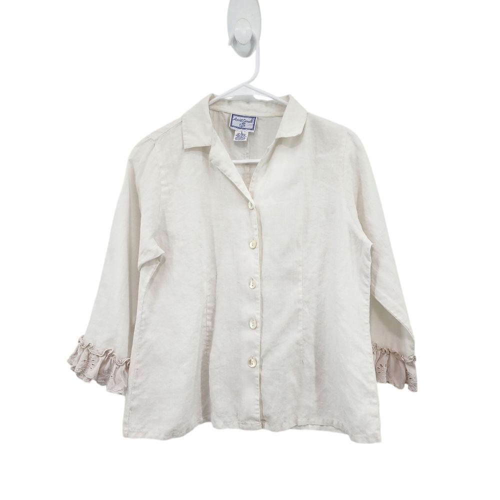 April Cornell Women's 100% Ramie Button Front Shirt Lagenlook - S